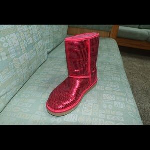 UGG Pink Sequins sparkle short boots size 7
